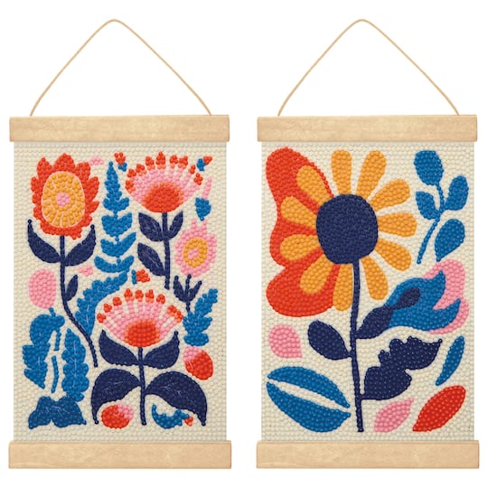 5" x 7" Abstract Flowers Diamond Art Kit with Wooden Frames by Make Market®